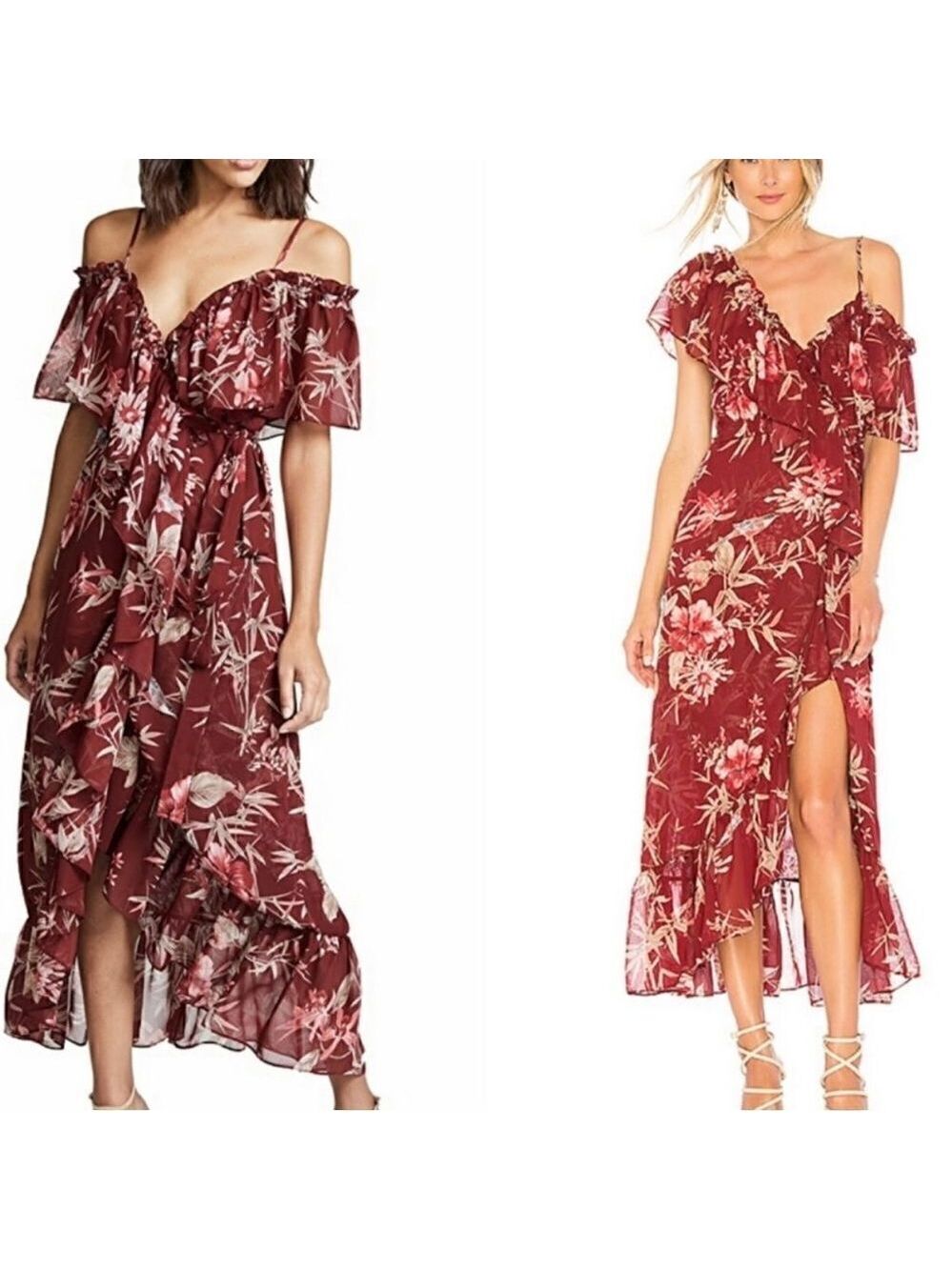 Misa Los Angeles Talya Black Floral Ruffled Dress XS
